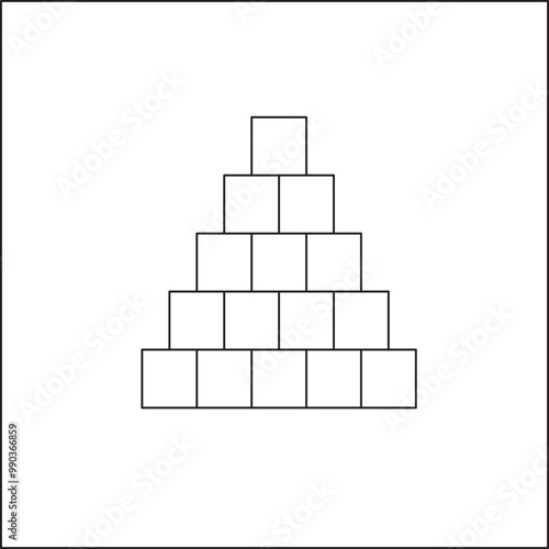 Draw a sketch of boxes stacked into a triangle
