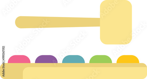 Toy xylophone with colorful keys is waiting for a child to make music