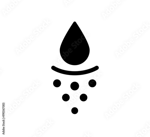Water absorbent icon. Skin deep hydration symbol. Face care effect. Moisturizing skin icon. Water drop absorb sign. Vector illustration isolated on white background.
