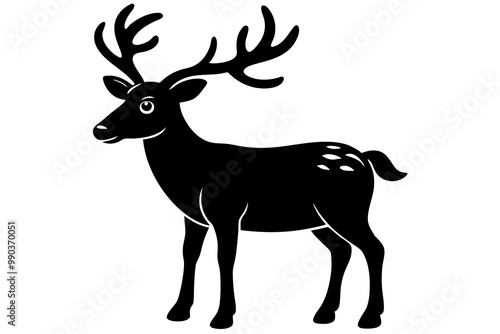 Deer silhouette, Christmas reindeer vector, deer icon