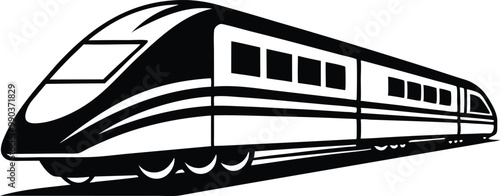 Modern Train silhouette Vector icon, illustration on black and white.