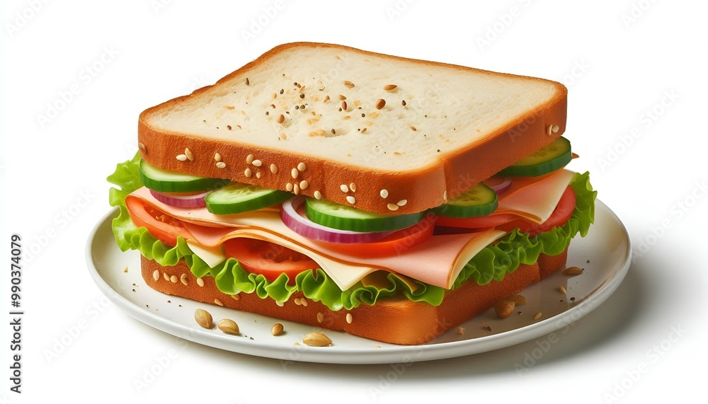 Square sandwich white background Square sandwich white background