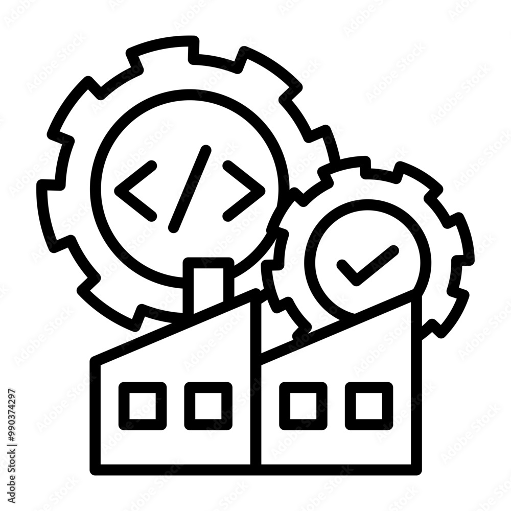 Icon representing the mechanical technology of factories. Icon representing the mechanical technology of factories.