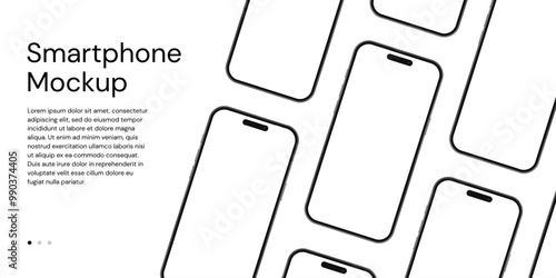 Realistic smartphone mockup. 3d smart phone front view on white background for presentation. Vector illustration