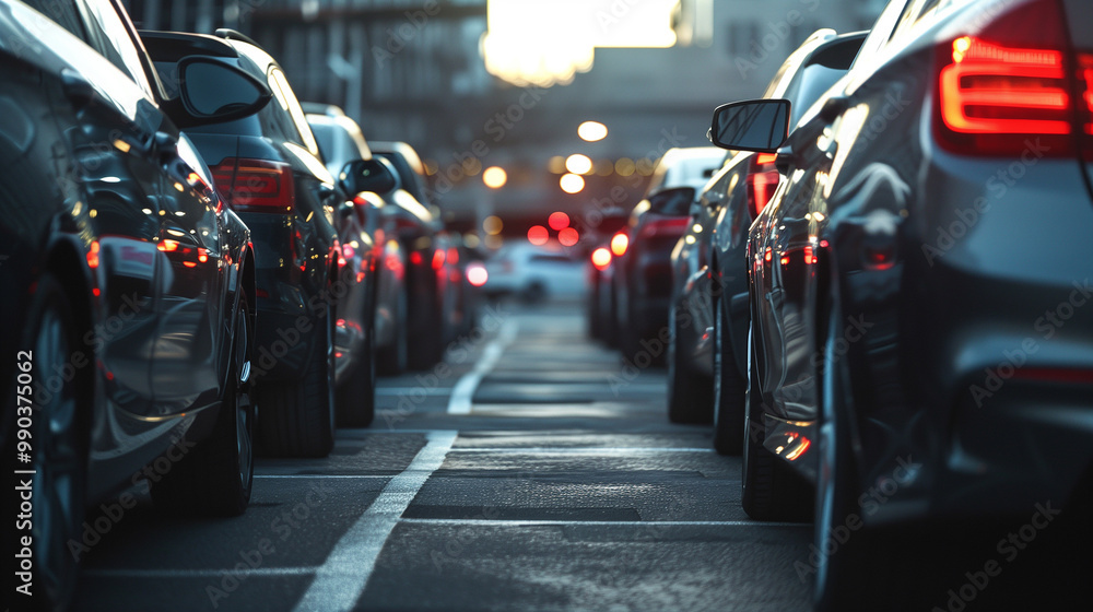 Obraz premium cars parked in the outdoor parking lot, used car for rental services or cars sale business background