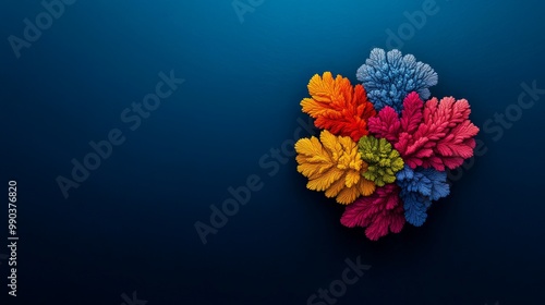 Abstract Colorful Leaves on Blue Background 