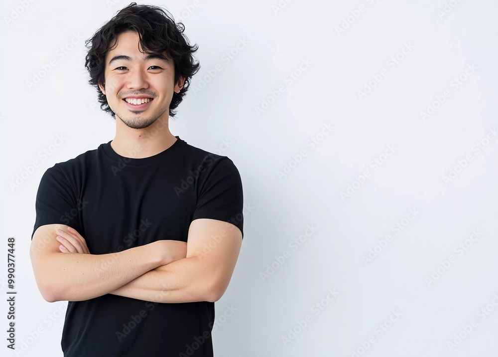 Empowered Asian Youth Smiling Man in Black Top Representing International Volunteerism Empowered Asian Youth Smiling Man in Black Top Representing International Volunteerism