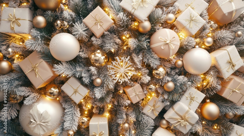 Obraz premium Delicate Christmas Composition with Soft Pastels and Gold