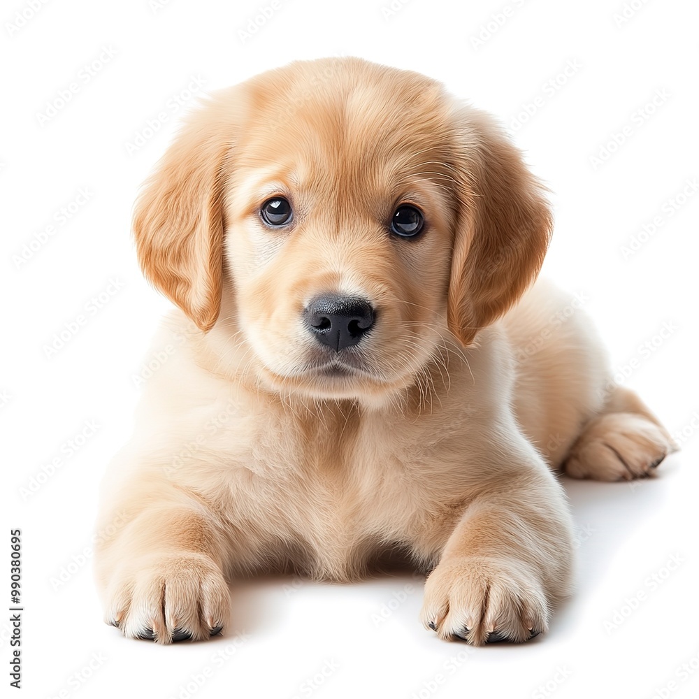 a puppy Golden Retriever dog isolated on white background. a puppy Golden Retriever dog isolated on white background.