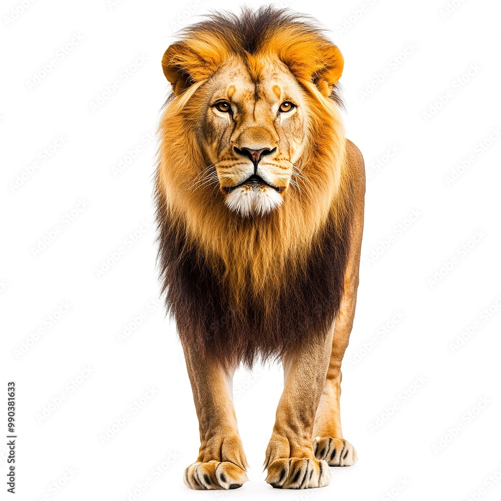 A Lion (portrait, standing), animal bundle isolated on a white background A Lion (portrait, standing), animal bundle isolated on a white background