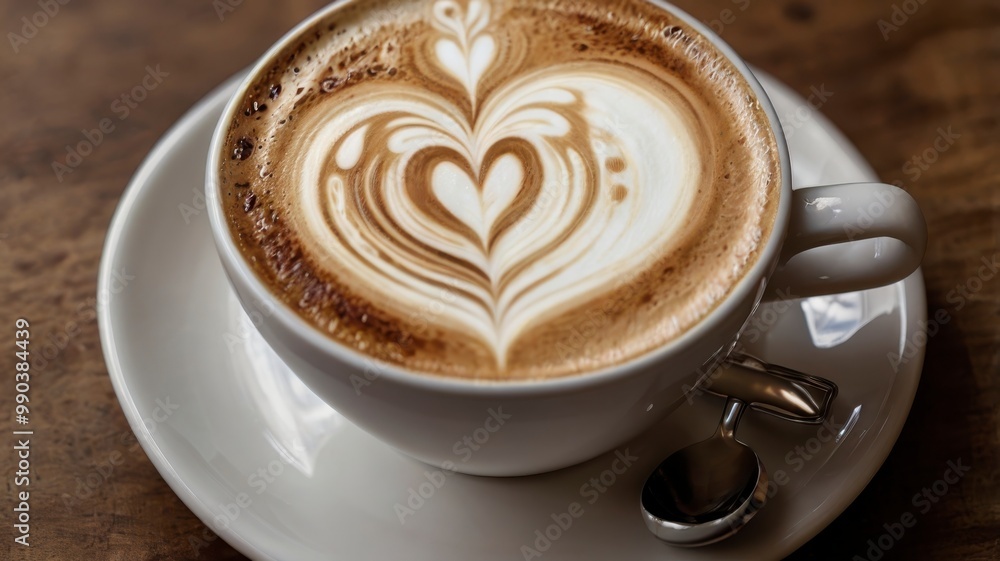 Heart latte cappuccino, transparent cutout Heart latte cappuccino, transparent cutout