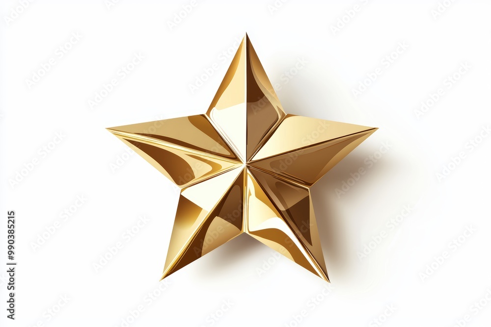 A bright gold star with smooth surfaces and highlights, minimalistic vector illustration, isolated on white background A bright gold star with smooth surfaces and highlights, minimalistic vector illustration, isolated on white background