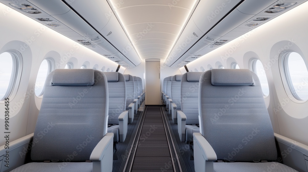 Obraz premium Modern Airplane Interior with Empty Seats