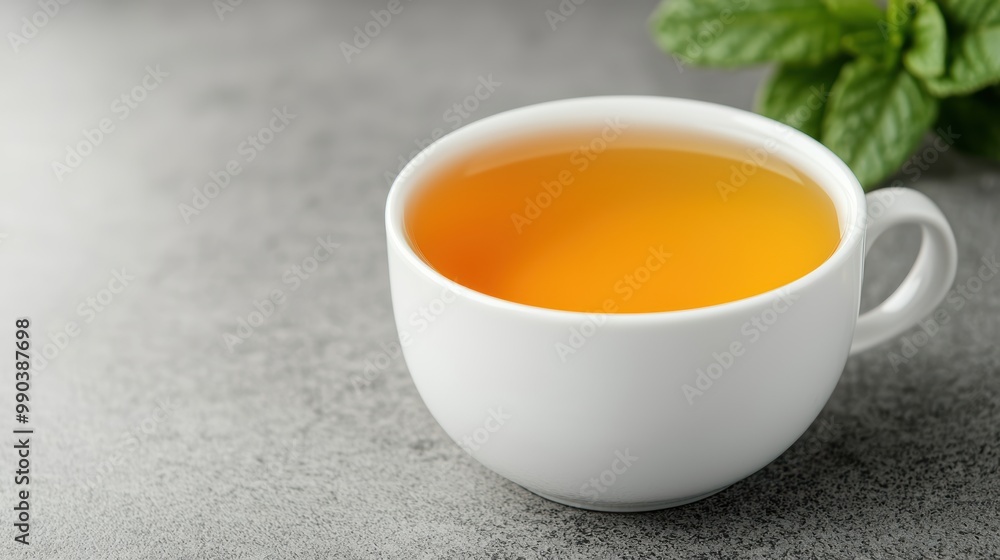 Fresh Herbal Tea in a White Ceramic Cup Fresh Herbal Tea in a White Ceramic Cup