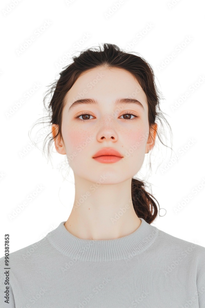 Glowing Close-Up Portrait of a Young Woman with Sleek Hair Glowing Close-Up Portrait of a Young Woman with Sleek Hair