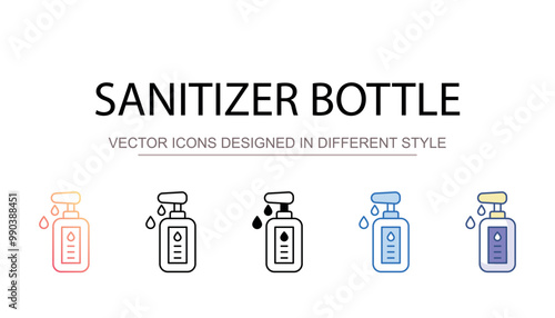 Sanitizer bottle icon design with white background stock illustration
