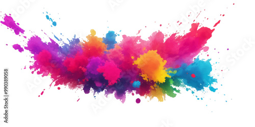 Multicolor powder explosion on White background. Colored cloud. Colorful dust explode. Paint Holi. colorful rainbow Holi paint color powder explosion with bright colors isolated white background.	