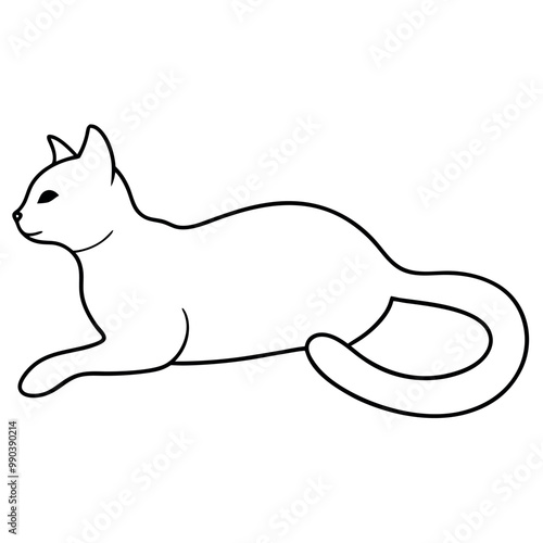 a black silhouette of a cat lying down on its back. The cat is facing towards the left side of the image 