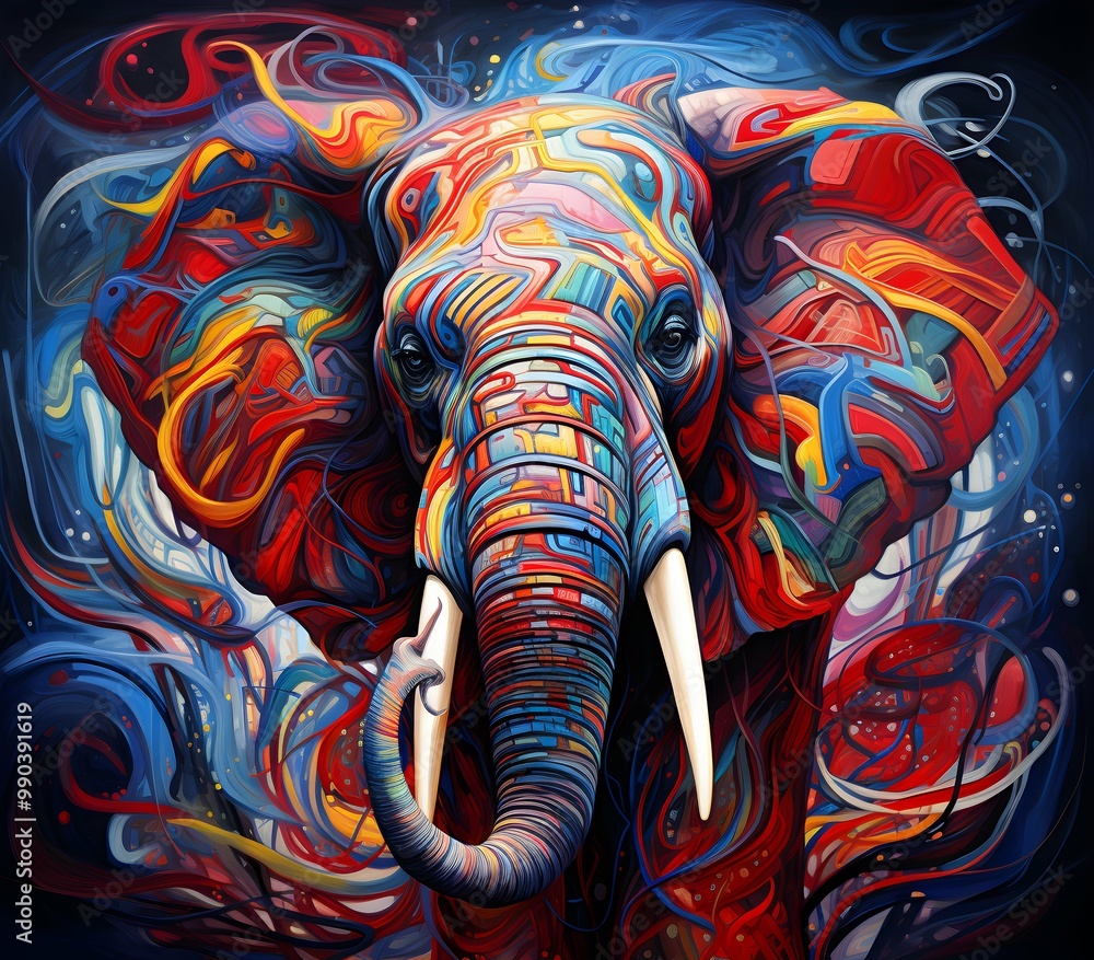 an abstract drawing of a away view for elephant with colorful line with mixed pattern colorful background an abstract drawing of a away view for elephant with colorful line with mixed pattern colorful background
