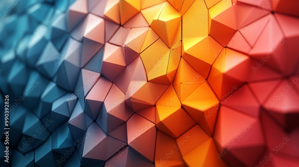 Obraz premium Abstract Geometric Pattern of Triangles in Warm Colors