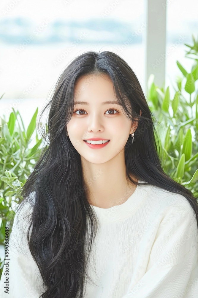 Joyful Woman in White Blouse Smiling in Nature Joyful Woman in White Blouse Smiling in Nature
