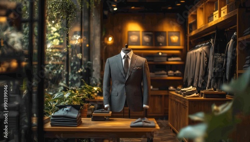 Menswear Store Interior with Suit Mannequin