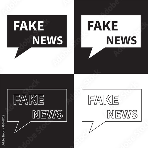 Set of Fake News Related Vector Line Icons. Contains such Icons as Wrong Information, Propaganda, Inappropriate Content and more. Isolated on white and black background. Vector illustration EPS 10