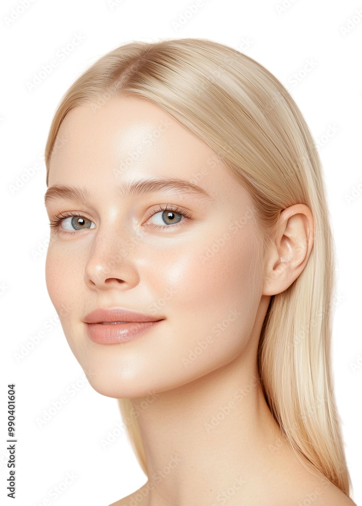 Radiant Beauty Portrait with Sleek Blonde Hair Radiant Beauty Portrait with Sleek Blonde Hair