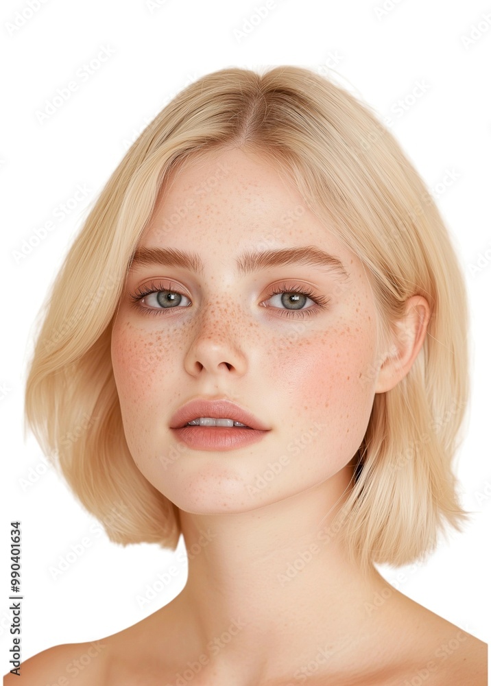 Radiant Beauty Portrait with Sleek Blonde Hair Radiant Beauty Portrait with Sleek Blonde Hair