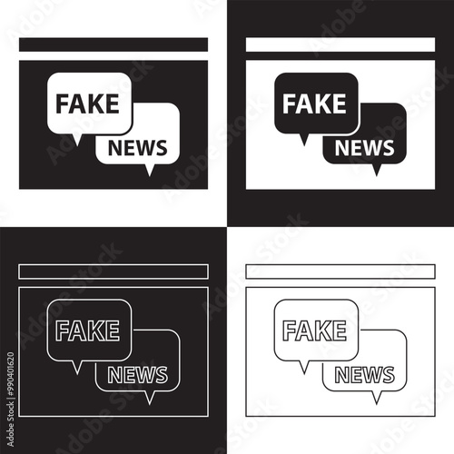 Set of Fake News Related Vector Line Icons. Contains such Icons as Wrong Information, Propaganda, Inappropriate Content and more. Isolated on white and black background. Vector illustration EPS 10