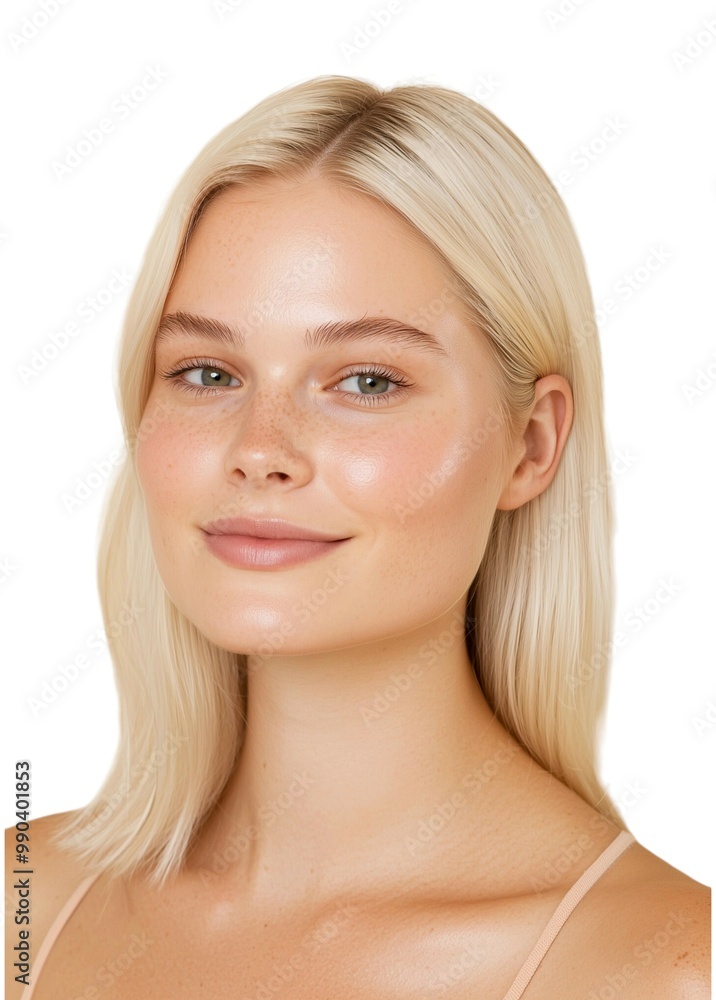Radiant Beauty Portrait with Sleek Blonde Hair Radiant Beauty Portrait with Sleek Blonde Hair