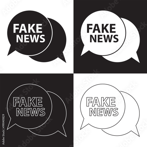Set of Fake News Related Vector Line Icons. Contains such Icons as Wrong Information, Propaganda, Inappropriate Content and more. Isolated on white and black background. Vector illustration EPS 10