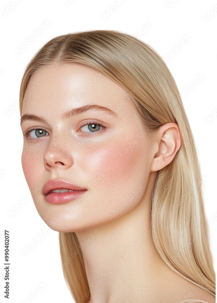 Radiant Beauty Portrait with Sleek Blonde Hair Radiant Beauty Portrait with Sleek Blonde Hair