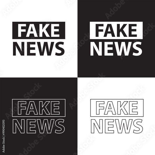 Set of Fake News Related Vector Line Icons. Contains such Icons as Wrong Information, Propaganda, Inappropriate Content and more. Isolated on white and black background. Vector illustration EPS 10