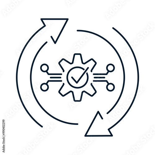 Concept of implementation of digital technologies in the industry. Vector icon isolated on white background.