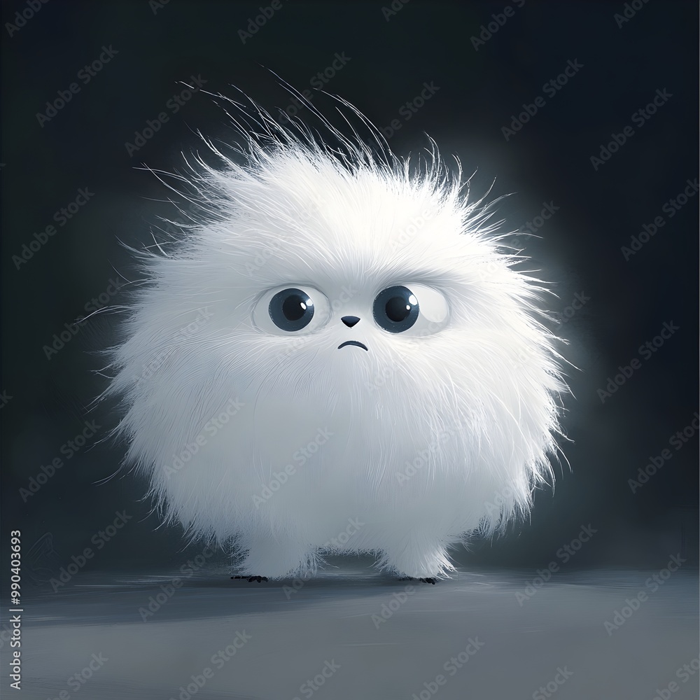 Fluffy and Friendly Digital Creature with Big Innocent Eyes Fluffy and Friendly Digital Creature with Big Innocent Eyes