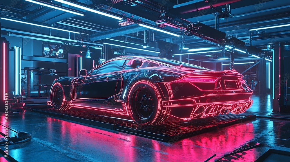 Obraz premium Futuristic Car Production Line