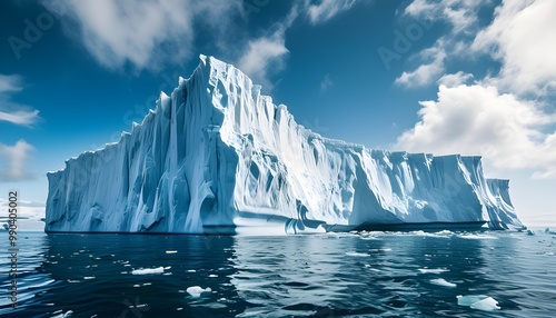 majestic iceberg drifting across serene ocean waters