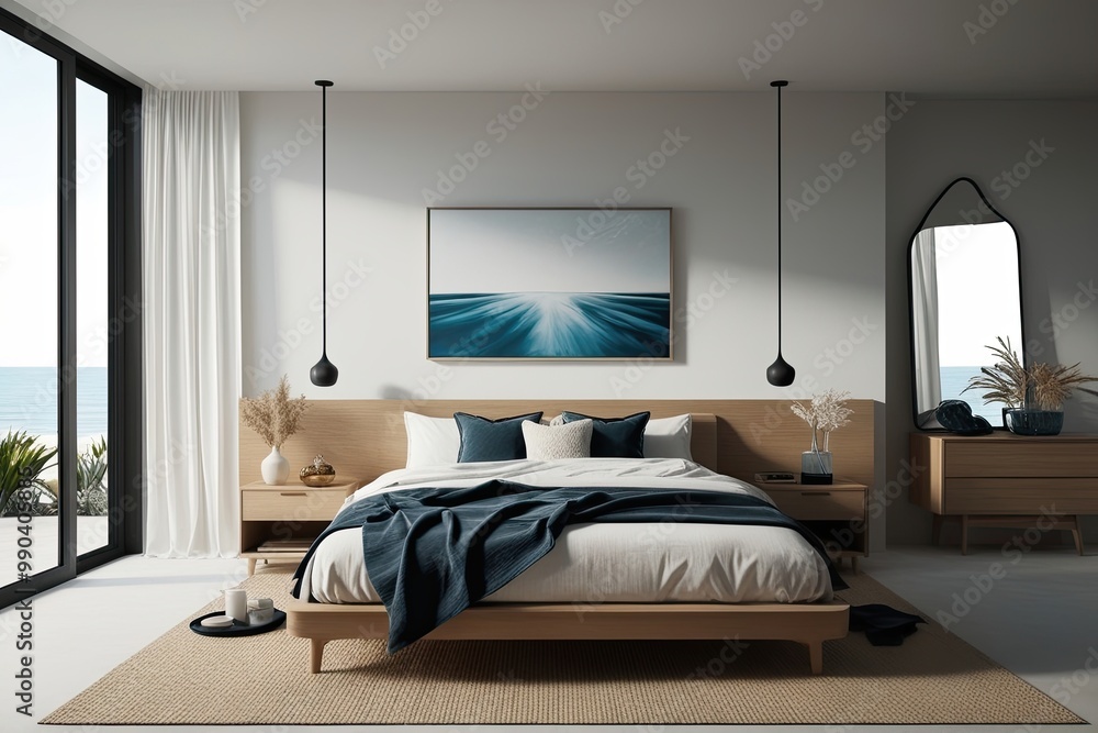 Coastal Minimalist Bedroom Portrait Setup 3D Rendering Ideas Coastal Minimalist Bedroom Portrait Setup 3D Rendering Ideas