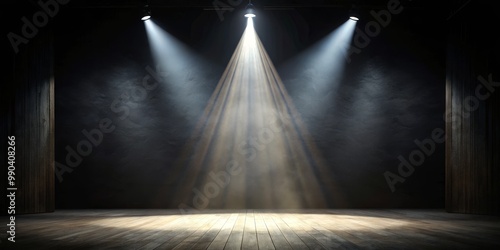 Dark Wooden Stage with Spotlights, Stage Lighting, Theatrical, Spotlight Background