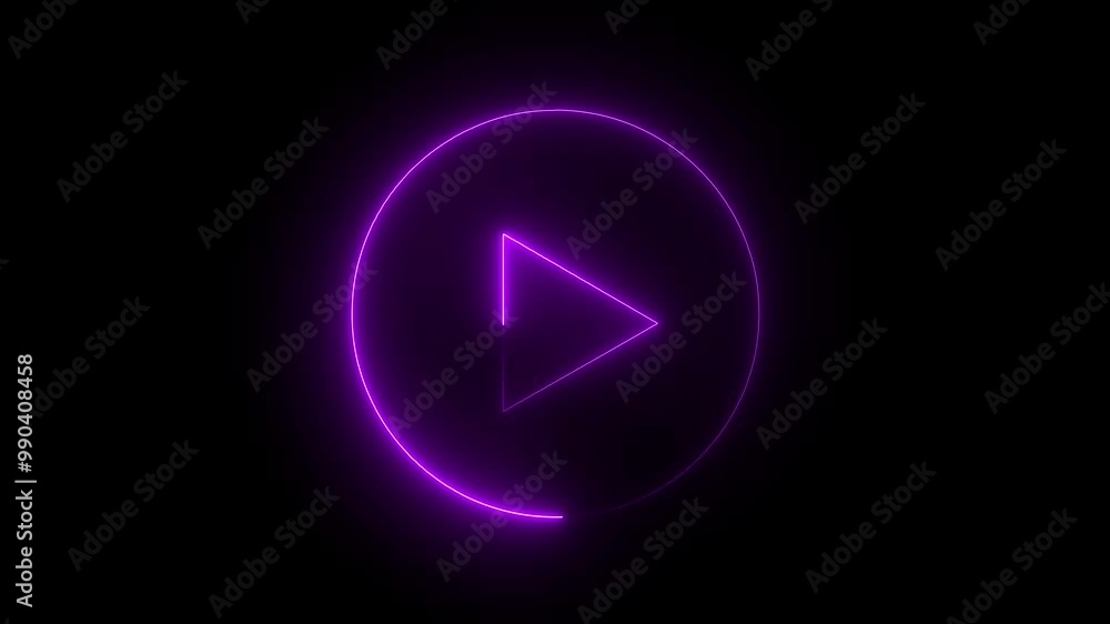 glowing Neon shine play button icon sign with neon circle animation. neon media player button. Neon glowing play button icon on a black background glowing Neon shine play button icon sign with neon circle animation. neon media player button. Neon glowing play button icon on a black background