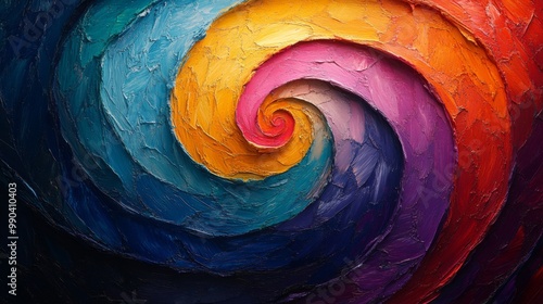 Abstract Oil Painting with Swirling Colors