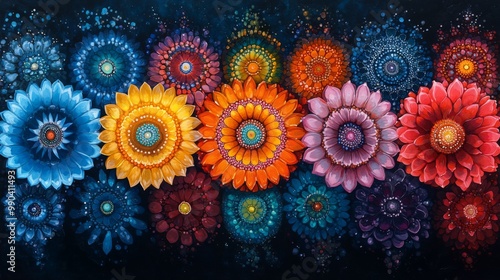 Abstract Floral Mandala Painting