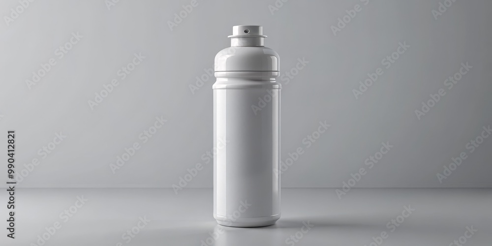 White Spray Bottle Mockup on Grey Background, 3D Rendering, Packaging Design ,product ,mockup White Spray Bottle Mockup on Grey Background, 3D Rendering, Packaging Design ,product ,mockup