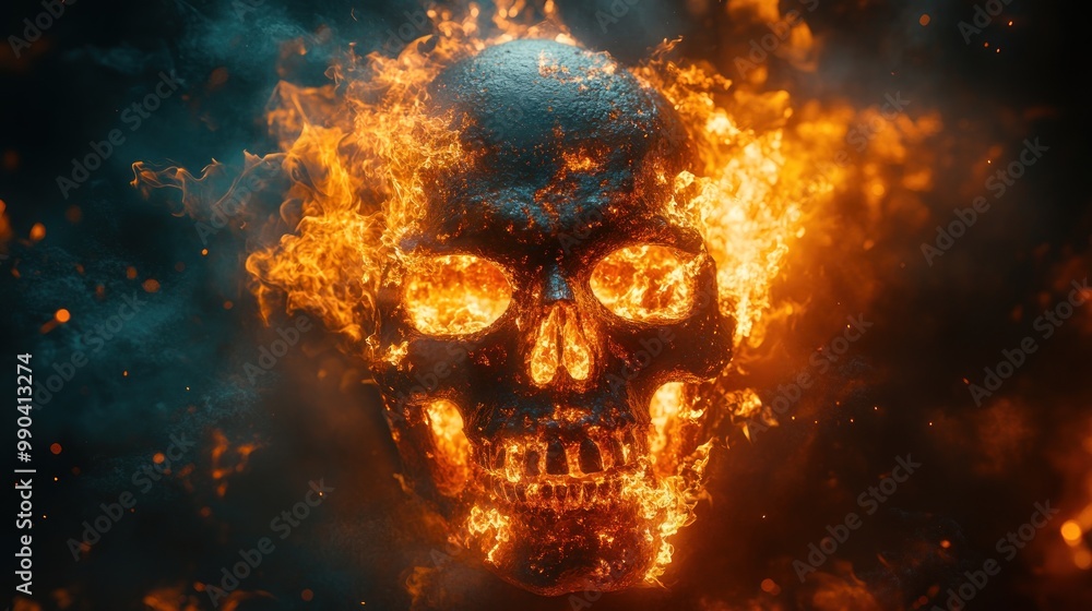 Flaming Skull: A Digital Masterpiece Flaming Skull: A Digital Masterpiece