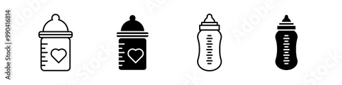 Baby bottle icon set