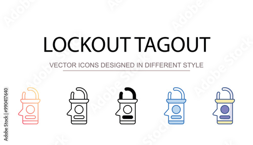 Lockout Tagout icon design with white background stock illustration