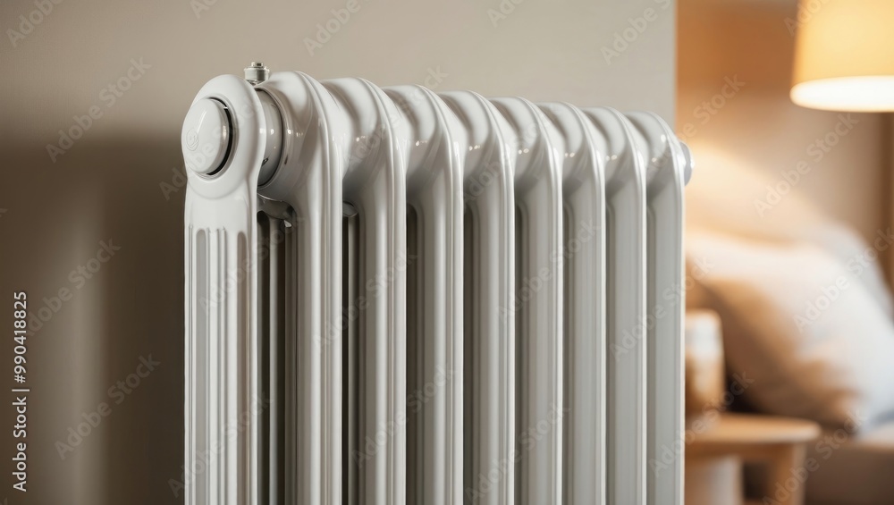Electric oil radiator heater with cord on white background,smart home, climate control, smart technology, coziness, temperature increase, comfort, electrical appliance Electric oil radiator heater with cord on white background,smart home, climate control, smart technology, coziness, temperature increase, comfort, electrical appliance