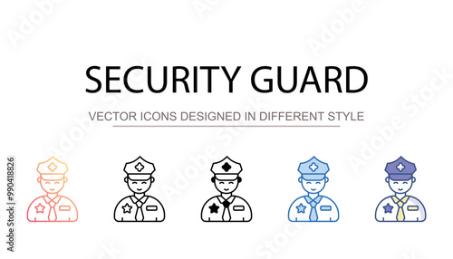 Security Guard icon design with white background stock illustration