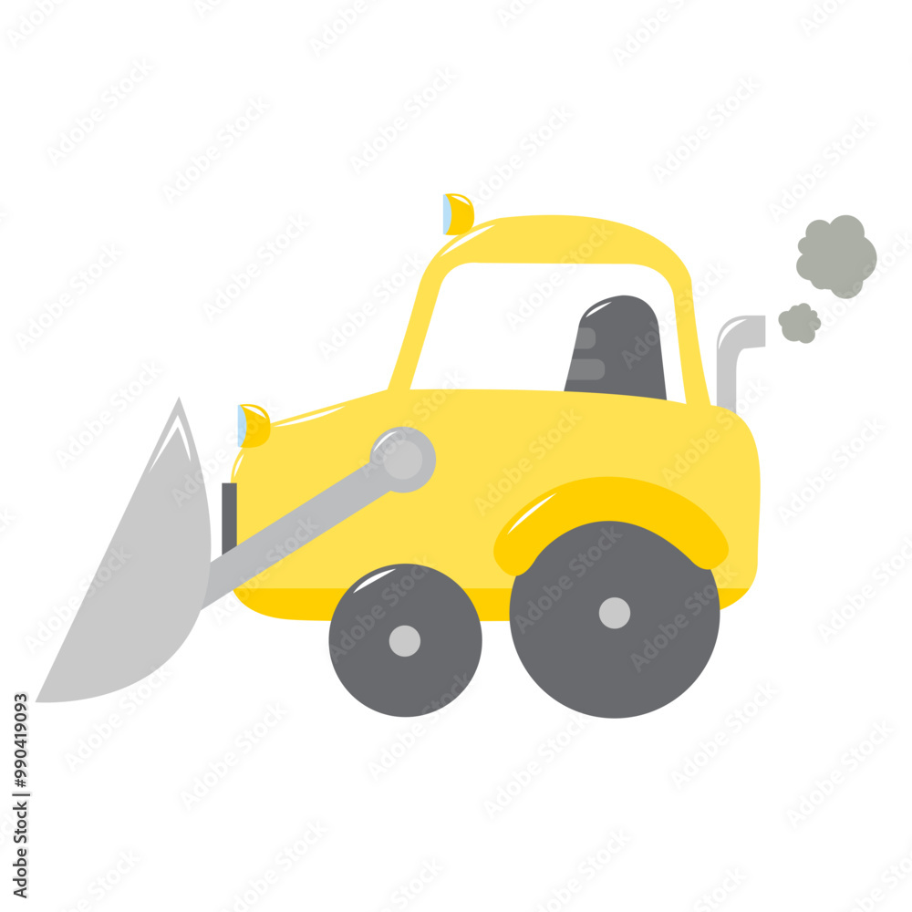 Naklejka premium Vector Bulldozer Flat Design Illustration